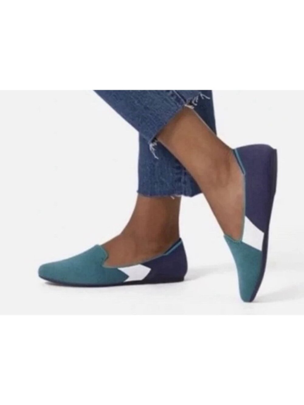 Rothy’s the loafer Spruce Prep shoes Women’s Size 11.5 Navy Teal Color block